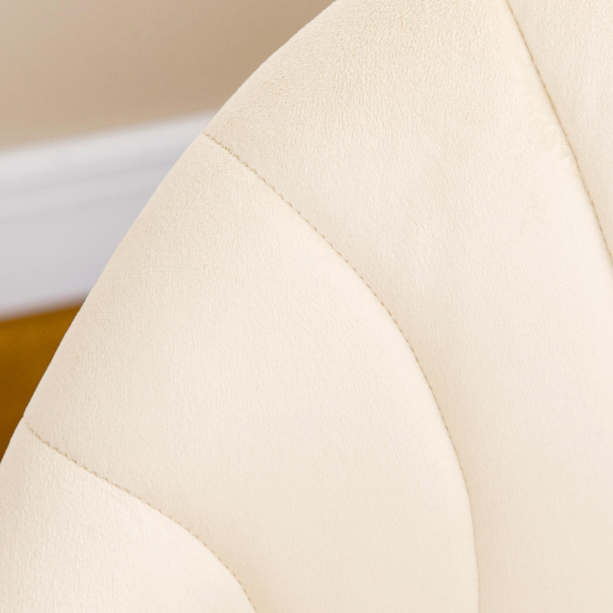 2ER-SET Esszimmerstühle Küchenstuhl Polsterstuhl mit Rückenlehne, Samtoptik - Creme, Kunststoff (54/79/52cm) - HOMCOM