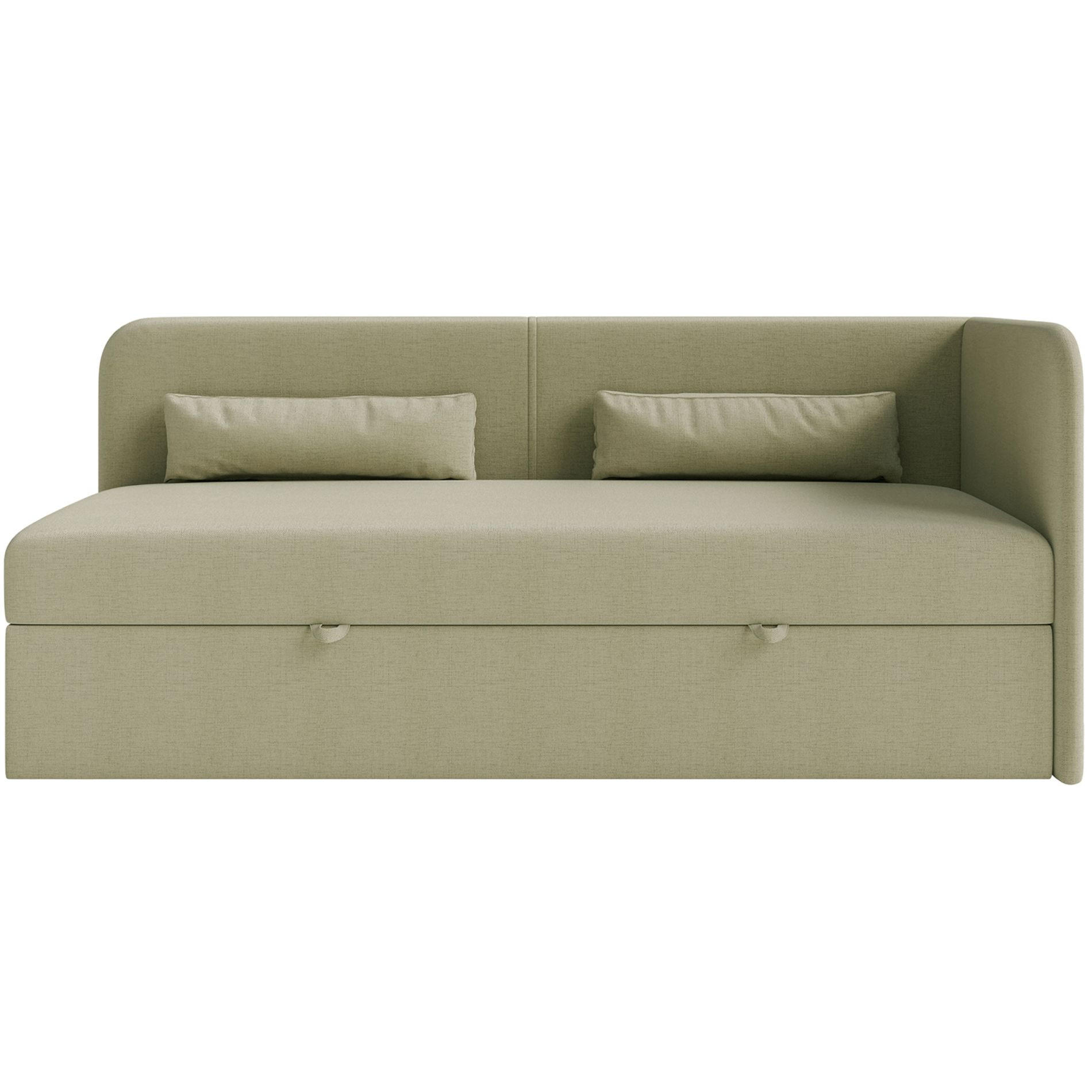 JUGENDBETT Calmmo Olivgrün mit Chenille-Bezug, Kopfteil rechts - Olivgrün, Textil (90/200cm) - Selsey