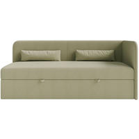 JUGENDBETT Calmmo Olivgrün mit Chenille-Bezug, Kopfteil rechts - Olivgrün, Textil (90/200cm) - Selsey