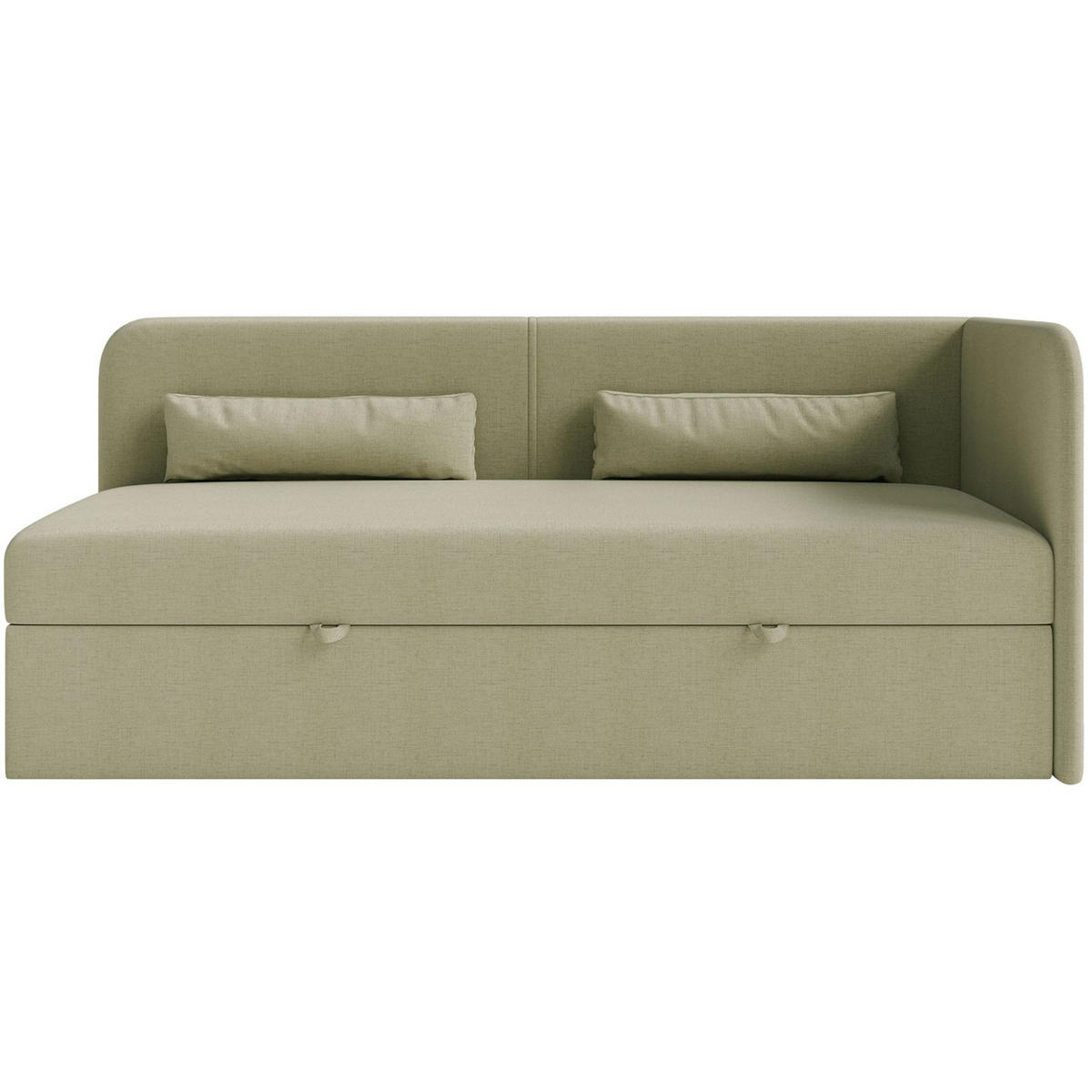 JUGENDBETT Calmmo Olivgrün mit Chenille-Bezug, Kopfteil rechts - Olivgrün, Textil (90/200cm) - Selsey