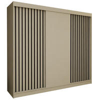 SCHWEBETÜRENSCHRANK Cabinio Beige Schwarz 240/216/61 cm – Modern, mit Lamellen - Beige/Schwarz, Holzwerkstoff/Kunststoff (240/216.1/61cm) - AX Living