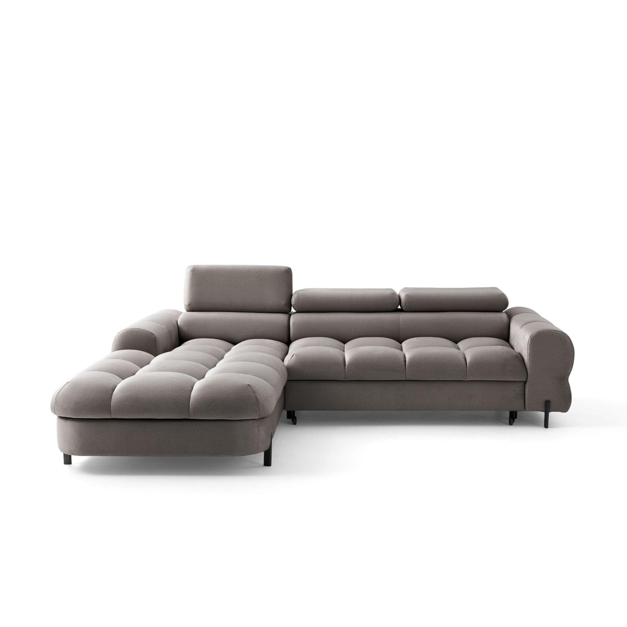 ECKSOFA UFFO L Links mit Schlaffunktion 260x195 Velours Beige - Beige/Schwarz, Holz/Textil (260/195cm) - Muffo