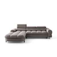 ECKSOFA UFFO L Links mit Schlaffunktion 260x195 Velours Beige - Beige/Schwarz, Holz/Textil (260/195cm) - Muffo