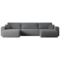WOHNLANDSCHAFT mit Schlaffunktion und Bettkasten ORRO-U - 362x145x83 cm Dunkelgrau Cord - Dunkelgrau/Schwarz, Holzwerkstoff/Kunststoff (362/83/145cm) - ALTDECOR