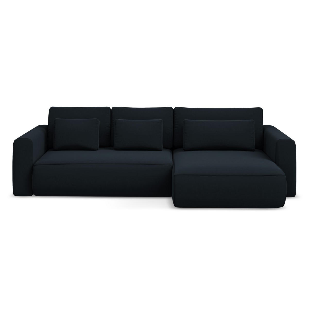 ECKSOFA mit Schlaffunktion Samt Stoff Blau - Blau/Schwarz, Kunststoff/Textil (278/149cm) - LaMiaSofa