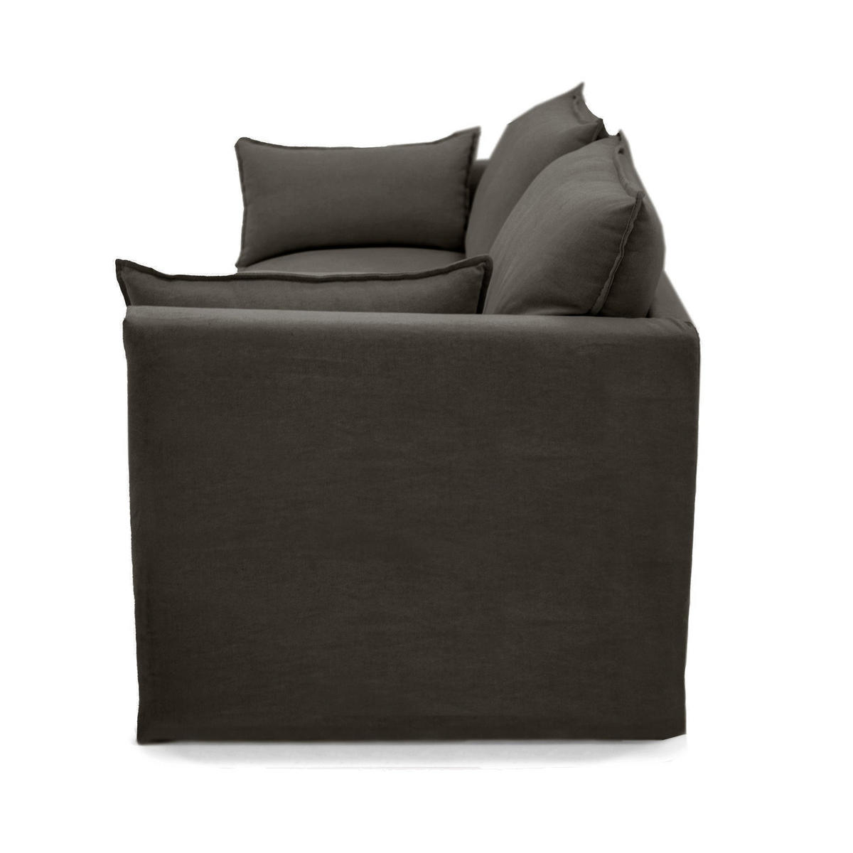 SCHLAFSOFA GERADE Leinen und Baumwolle Anthrazit 206cm - Dunkelgrau/Anthrazit, Textil (206/93/89cm) - Sia Home