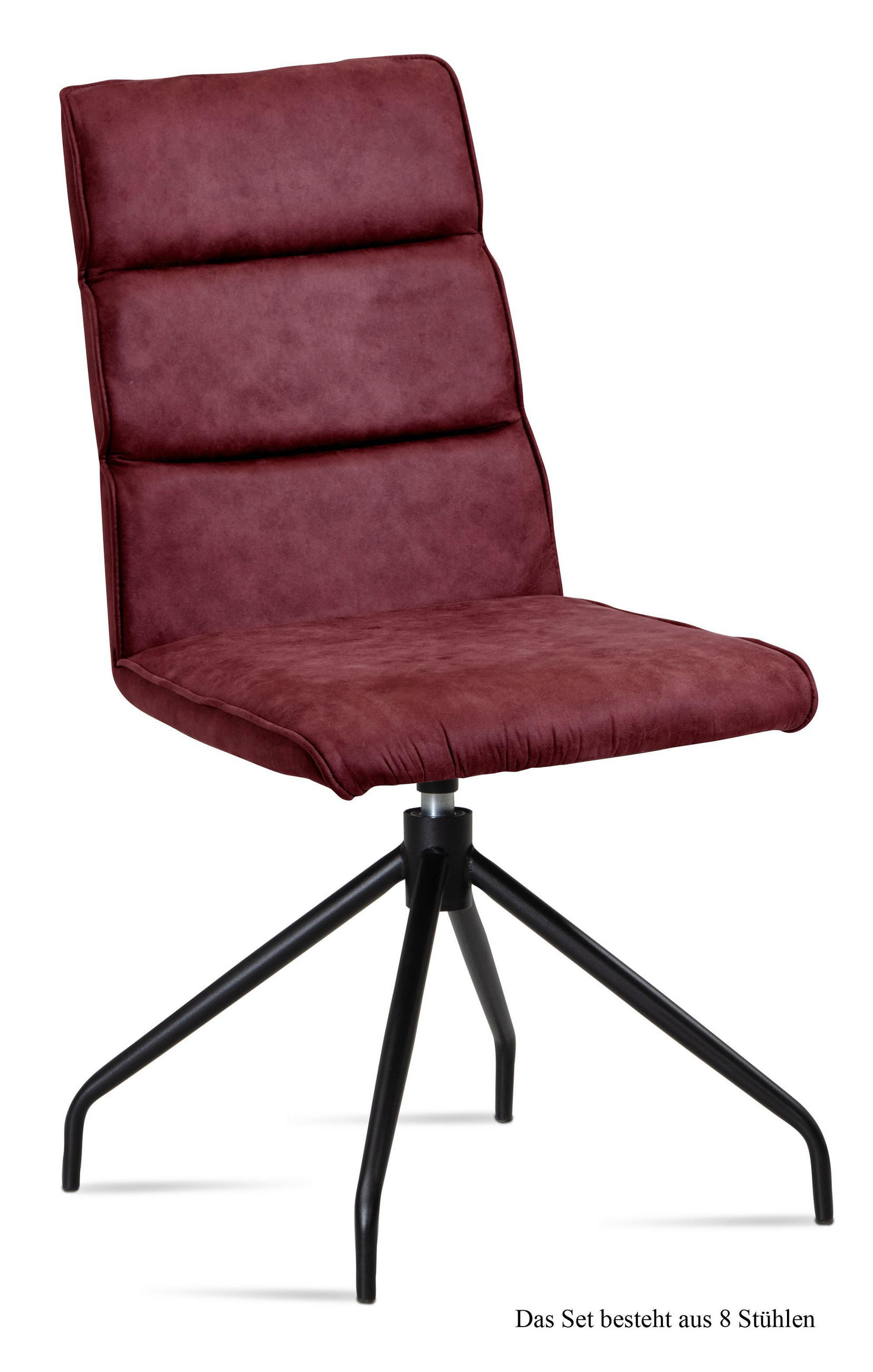 ESSZIMMERSTUHL drehbar (8er-Set) Domini 47x92x60 Schwarz/Marsala - Brombeere/Schwarz, Kunststoff (60/92/47cm) - 58aufmkessel