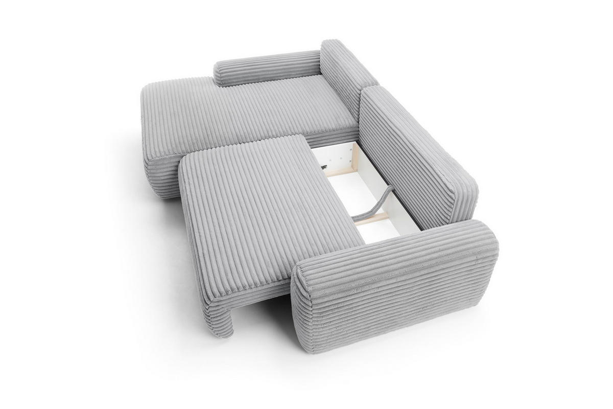 ECKSOFA Cordina Grau, mit Schlaffunktion und Bettzeugbehälter, linke seite - Grau, Holzwerkstoff (264/162cm) - Bettso