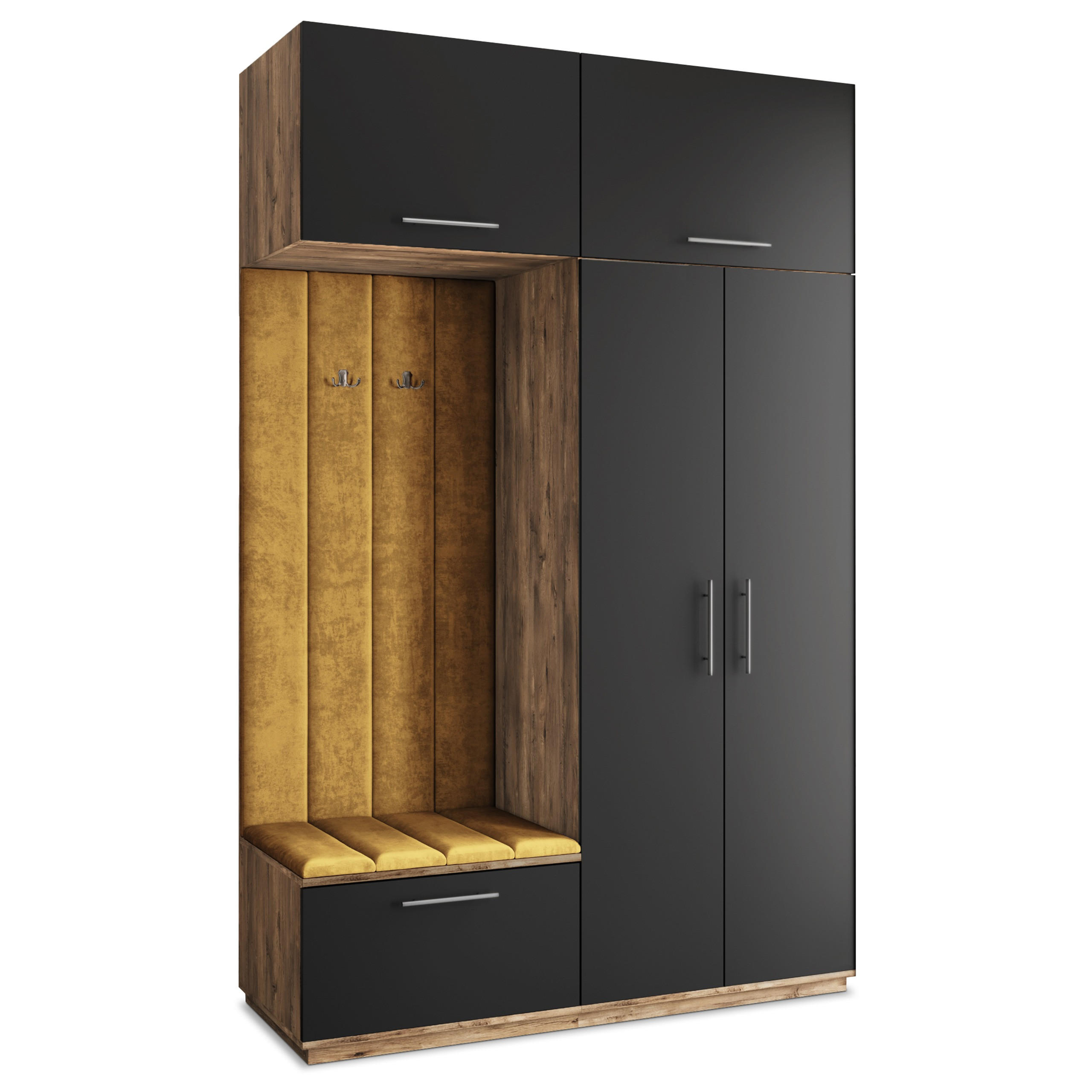 GARDEROBENSCHRANK REMA 150/240/60 cm Modern Garderobe-Set Eiche Lefkas - Eichefarben/Gelb, Holzwerkstoff (150/240/60cm) - MASSENO