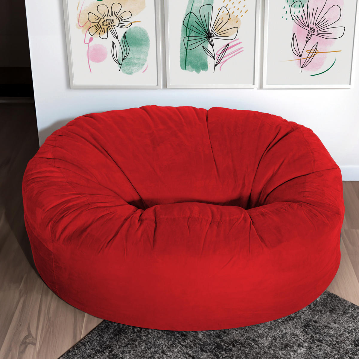 RIESEN-SITZSACK XXL JUMBO Velours 6ft - Rot, Textil (180/120/180cm) - Green Bean