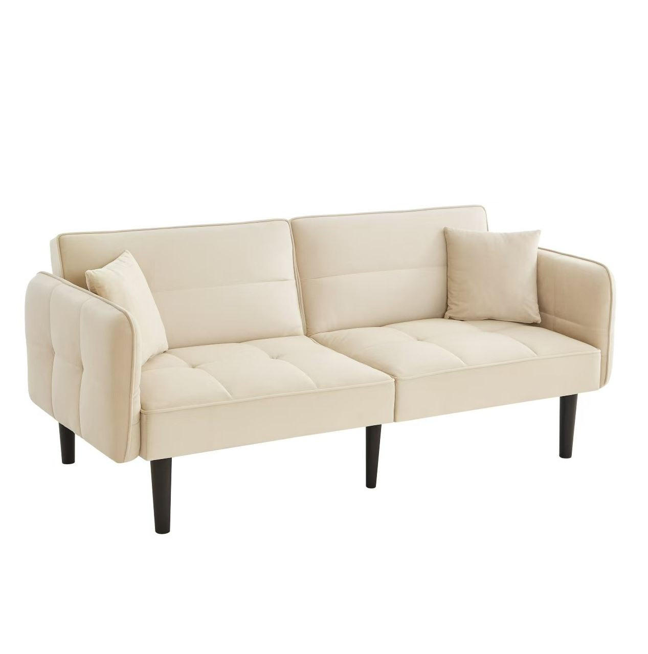 SCHLAFSOFA in Beige – mit Samtbezug, verstellbaren Rückenlehnen und Schlaffunktion - Beige, Textil (78/76/176cm) - BEAOK