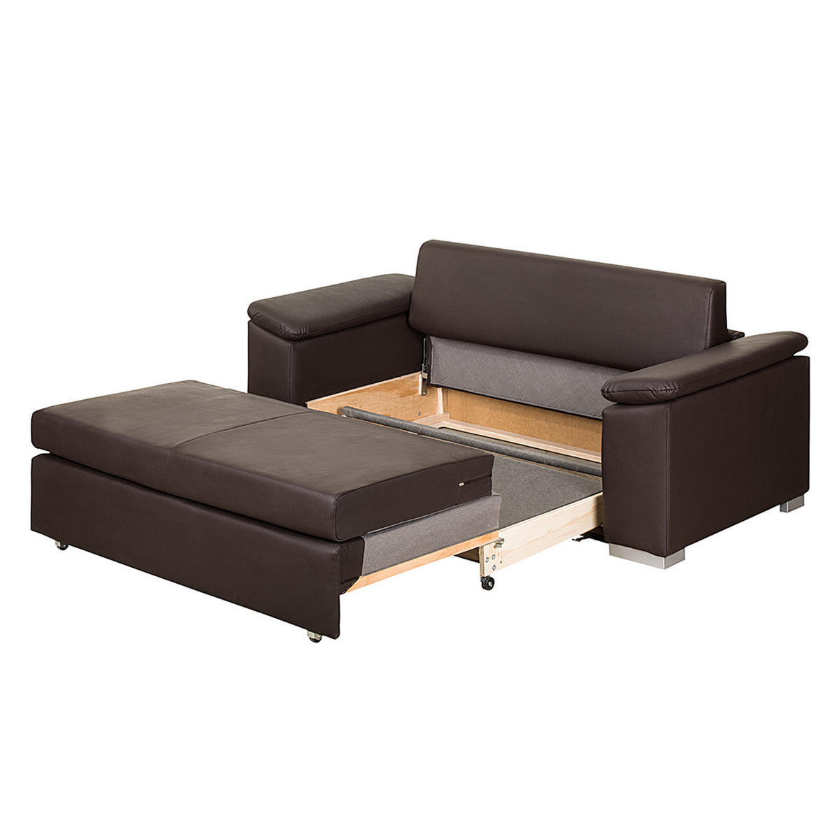 SCHLAFSOFA mit schräger Armlehne - Braun, Kunststoff (190/90/90cm) - home24