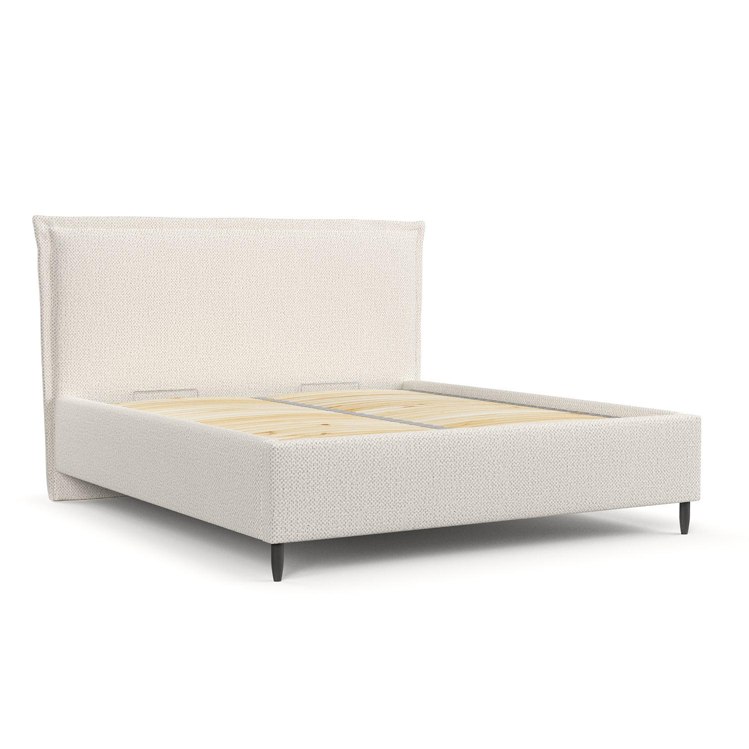 POLSTERBETT Cape Cod Creme 180/200 cm im Chenille-Stoff - Creme/Schwarz, Holz/Holzwerkstoff (180/200cm) - Maison de Reve