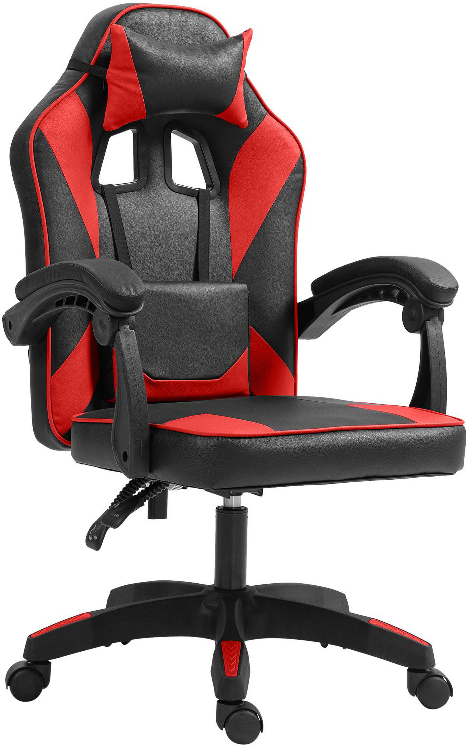 BÜROSTUHL Calyx Kunstleder schwarz/rot - Rot/Schwarz, Metall (60/121/59cm) - TPFLiving