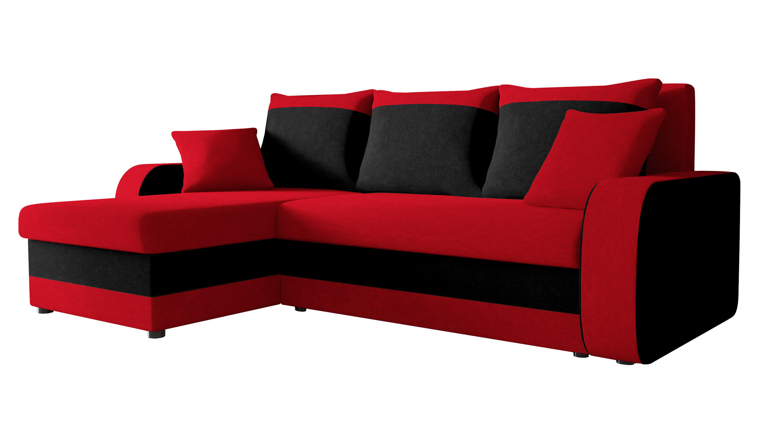 ECKSOFA Kris - Rot/Schwarz, Holz/Kunststoff (238/147cm) - MIRJAN24