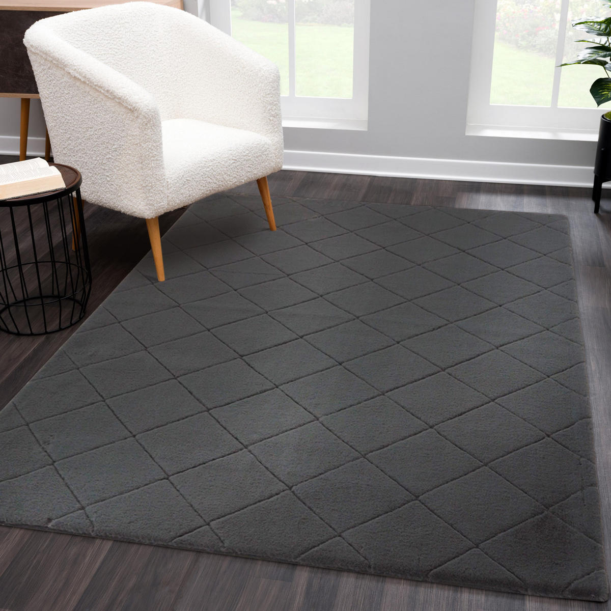HOCHFLOR-TEPPICH Moment 600 Graphite 160x230 cm - Anthrazit, Textil (160/230cm) - carpet city