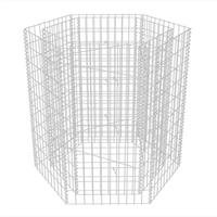 SECHSECKIGES Gabionen-Hochbeet 100×90×100 cm - Silberfarben, Metall (100/100/90cm) - furnicato