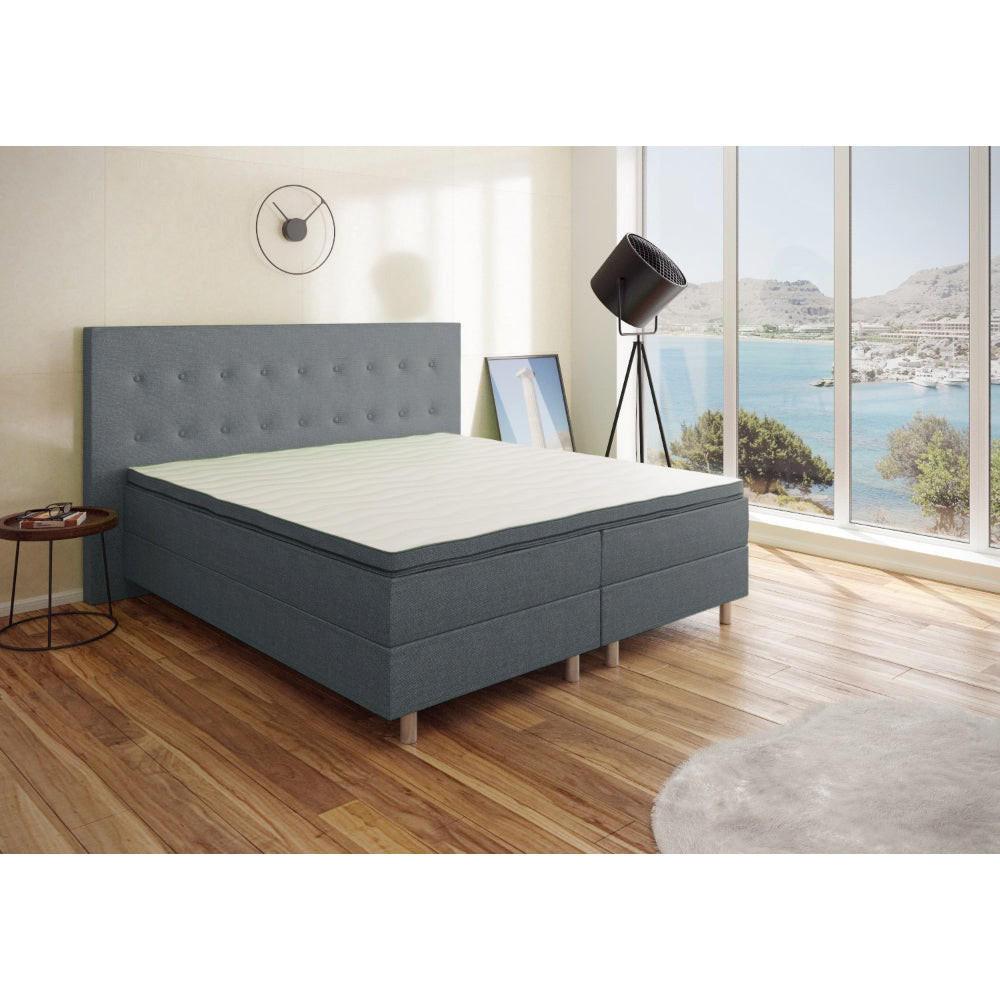 BOXBETT RIO Barcelona 5-Zonen mit Visco Topper H3 First Class Bett in verschiedenen Farben und Größen - Grau, Holz/Holzwerkstoff (140/200cm) - Best For Home