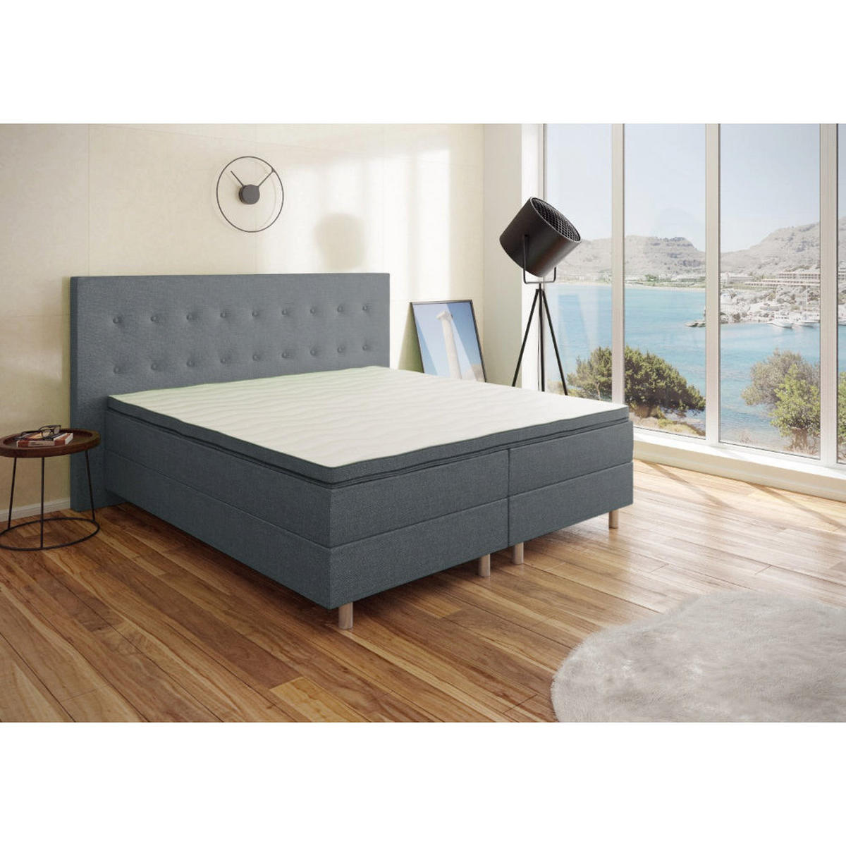 BOXBETT RIO Barcelona 5-Zonen mit Visco Topper H3 First Class Bett in verschiedenen Farben und Größen - Grau, Holz/Holzwerkstoff (180/200cm) - Best For Home