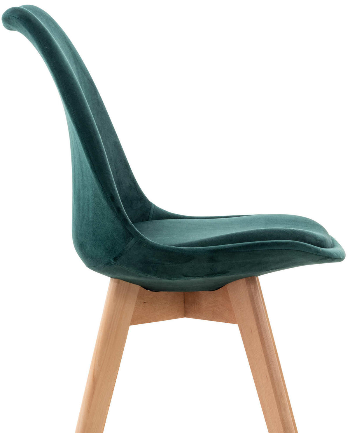 STUHL 4er Set Samt grün - Eukalyptusholzfarben/Grün, Holz/Textil (49/83/50cm) - CLP