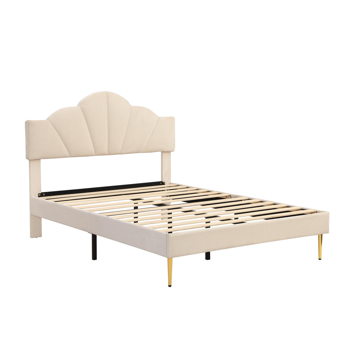 SAMT-POLSTERBETT 140/190 cm in Beige mit höhenverstellbarem Kopfteil - Beige, Textil (140/190cm) - BEAOK