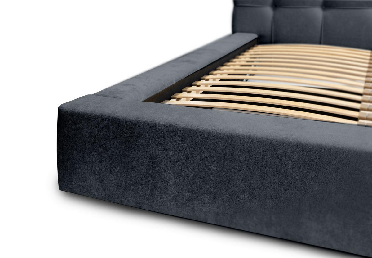 POLSTERBETT aus Velvet Gretta 140x200 cm, Dunkelblau - Dunkelblau, Textil (140/200cm) - Fedve
