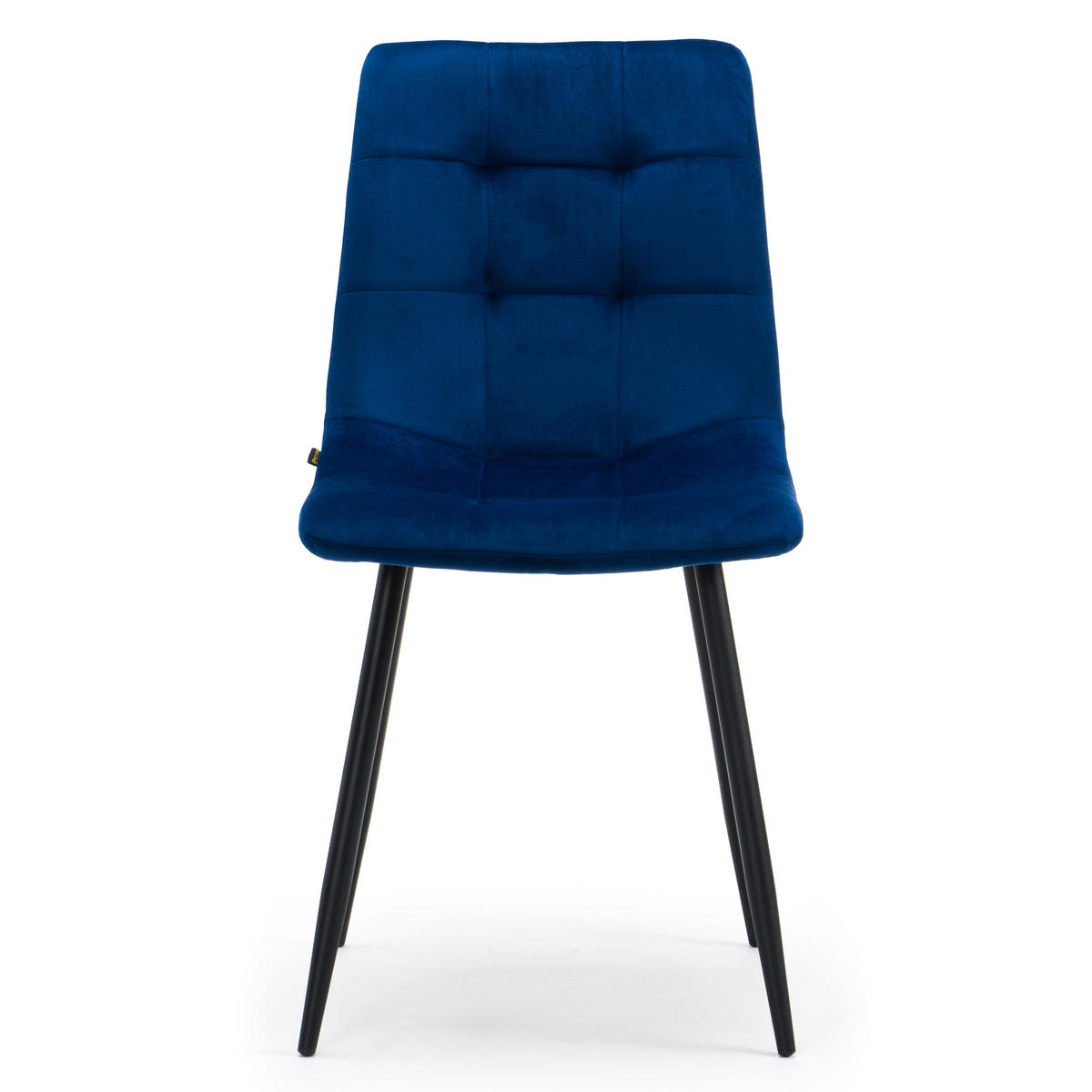 STUHL PARMA gepolsterter mit Steppung - dunkelblau - Samt Velour - Schwarz/Dunkelblau, Textil/Metall (44/89/45cm) - NEW HOME