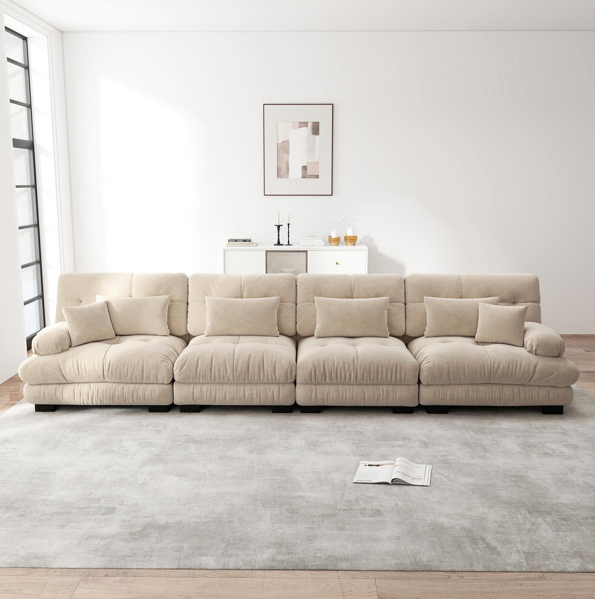 SOFA modular Chenille Light Coffee - Beige, Kunststoff (77/81/406cm) - Meubliv