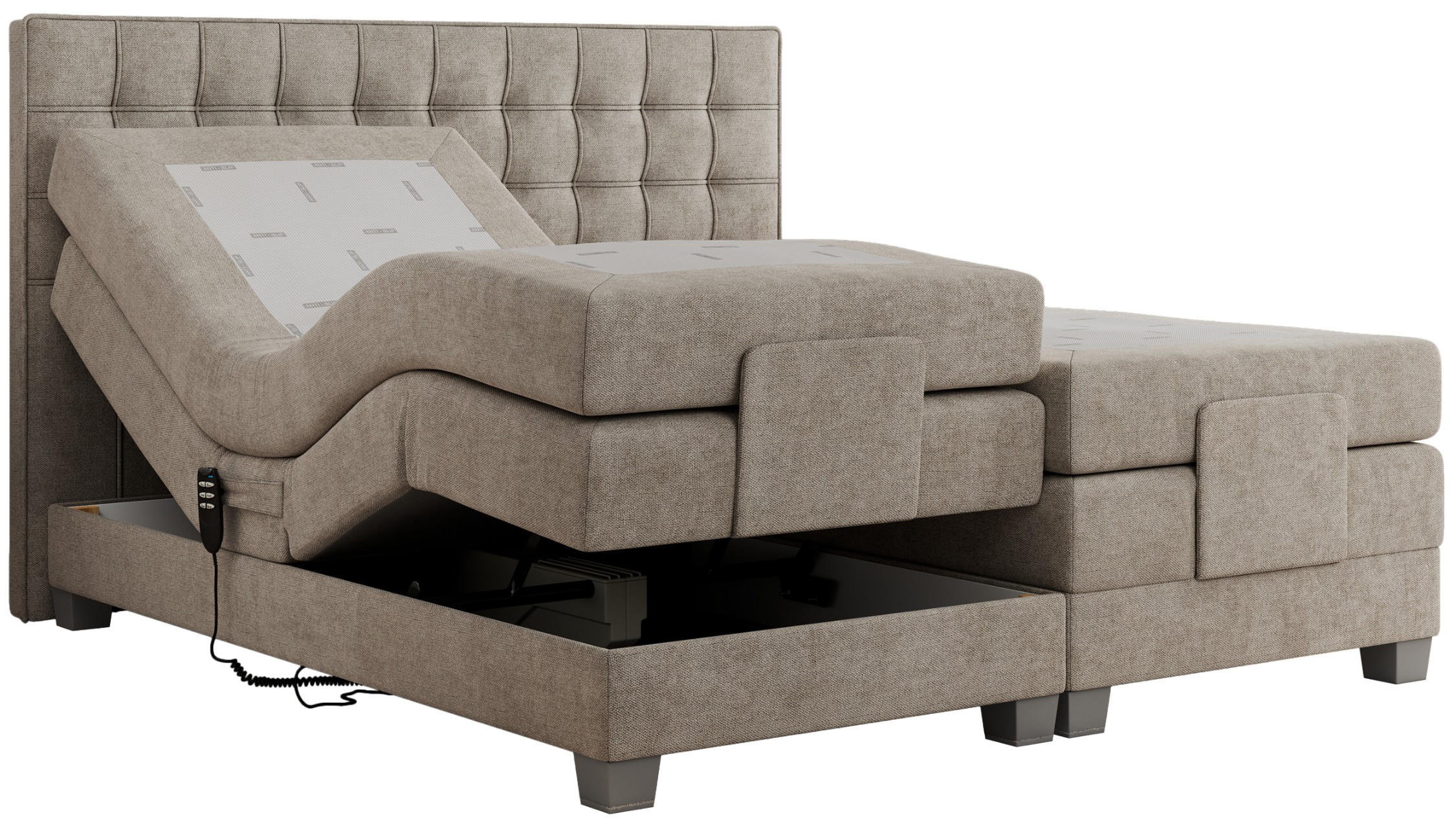 BOXBETT ELEKTRO 140/200 Beige Struktur - H3 - Beige, Holz/Textil (140/200cm) - MKS