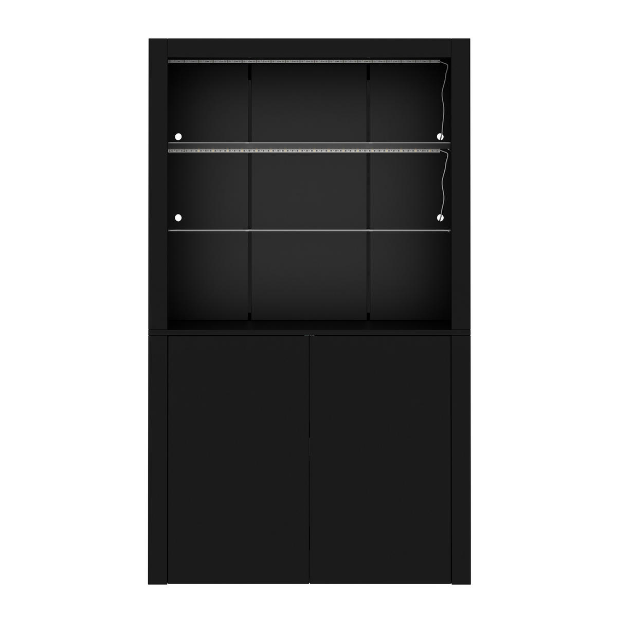 VITRINE 100/35/170 cm in Schwarz mit LED-Beleuchtung und Hochglanz-Front - Schwarz, Holzwerkstoff (100/170/35cm) - BEAOK