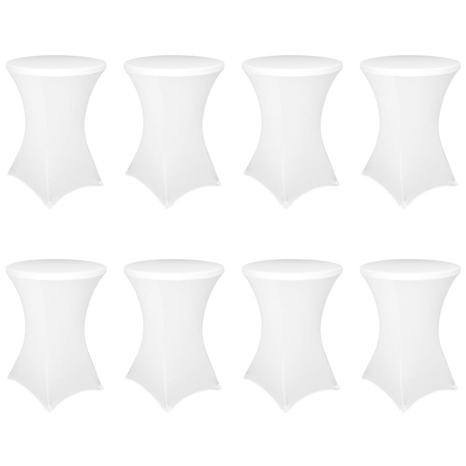 STEHTISCHHUSSE 8er-Set Weiß Ø 80-85 cm Stretch 40°C Waschbar - Weiß, Textil (80/110cm)