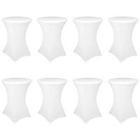 STEHTISCHHUSSE 8er-Set Weiß Ø 80-85 cm Stretch 40°C Waschbar - Weiß, Textil (80/110cm)