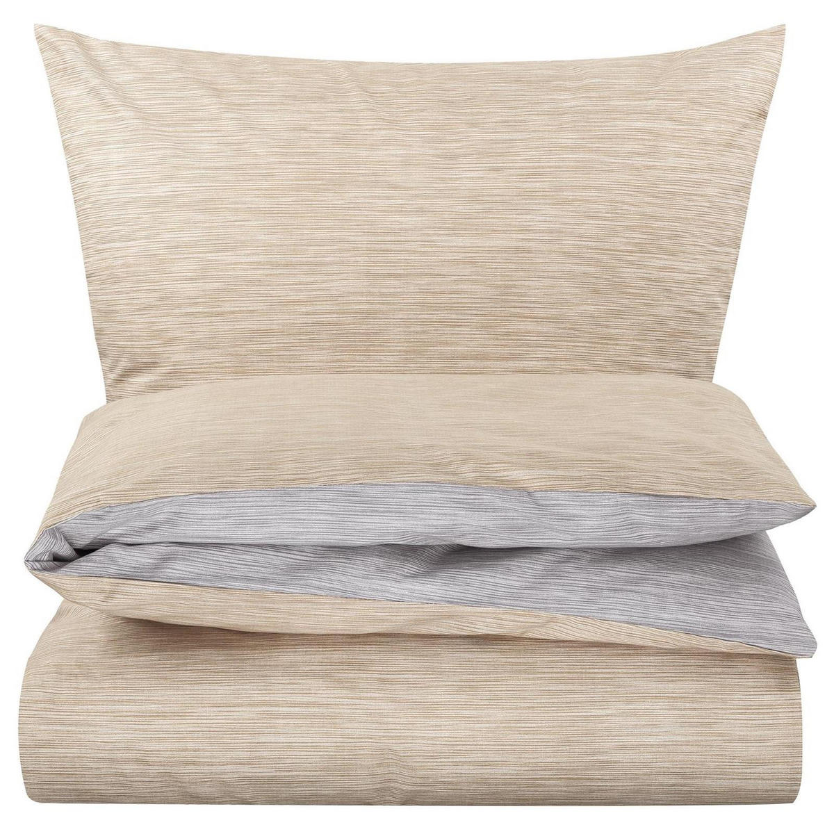 BETTWÄSCHE 155x200 Renforce Wende Bettbezug Melange Grau Taupe - Taupe/Grau, Textil (155/200cm) - Carpe Sonno