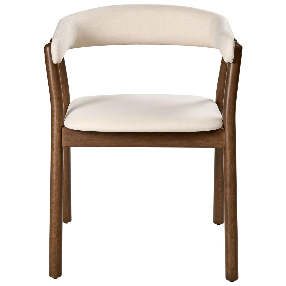 ESSZIMMERSTUHL 2er Set Stoff Cremeweiß/Dunkelbraun Mylo - Dunkelbraun/Weiß, Holz/Textil (58/77/56cm) - Beliani