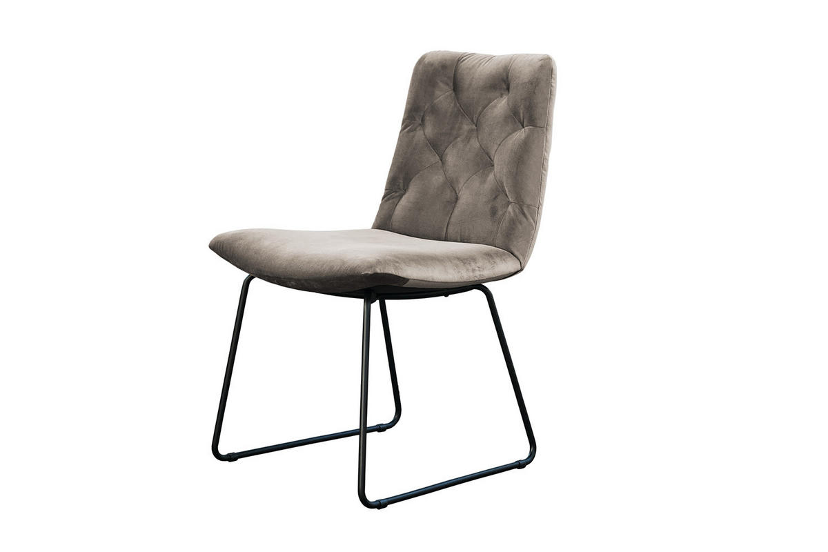 STUHL NEW CHARME Grau Velvet - Hellgrau/Grau, Textil (52/87/66cm) - KAWOLA