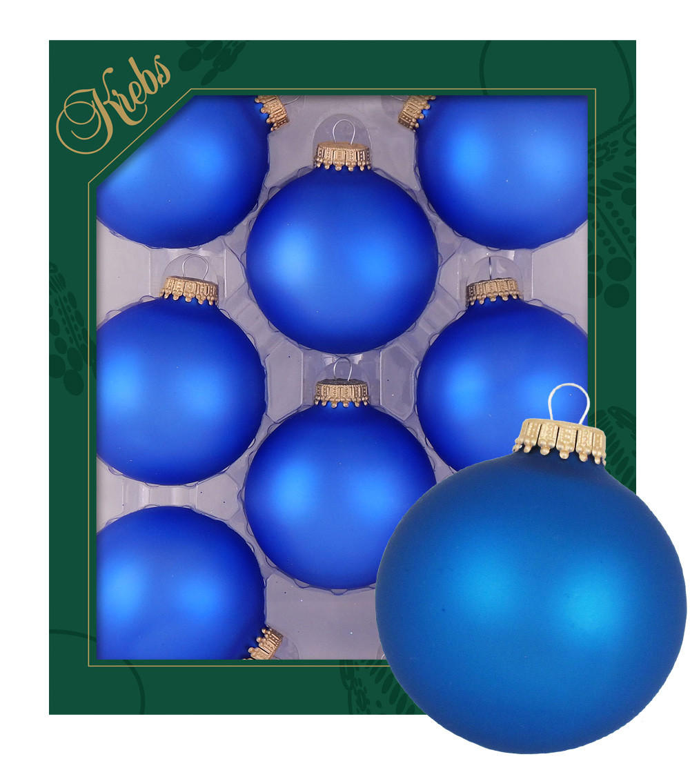 Krebs Glas Lauscha Christbaumkugeln Blau 7x7x7 cm