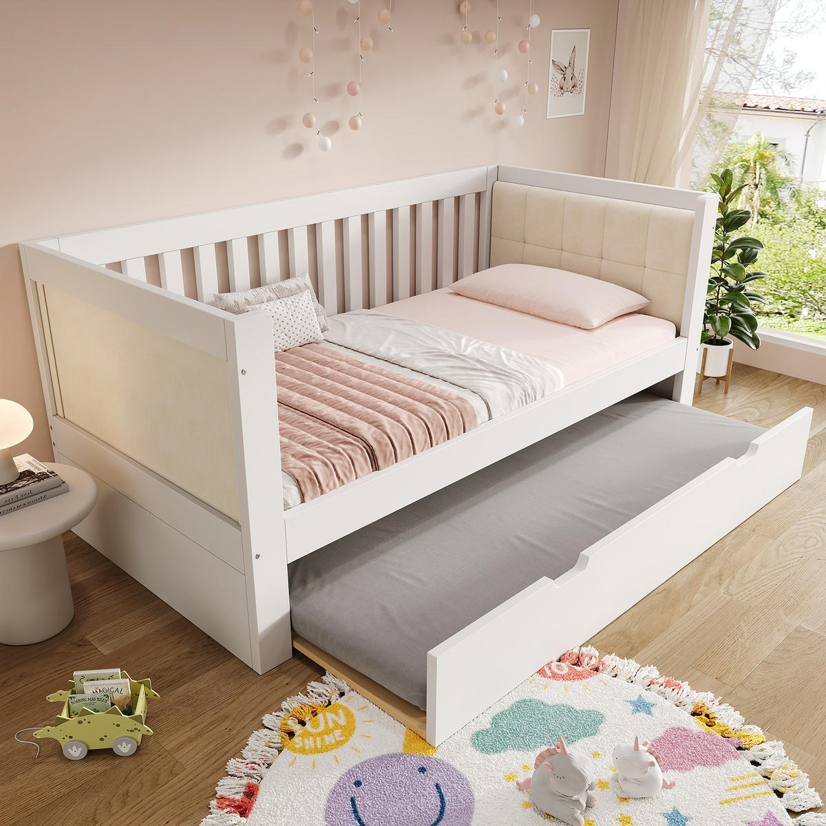 AUSZIEHBETT 90x190 cmDE-00727, in Weiß - Weiß, Holz (90/190cm) - ComfortXL