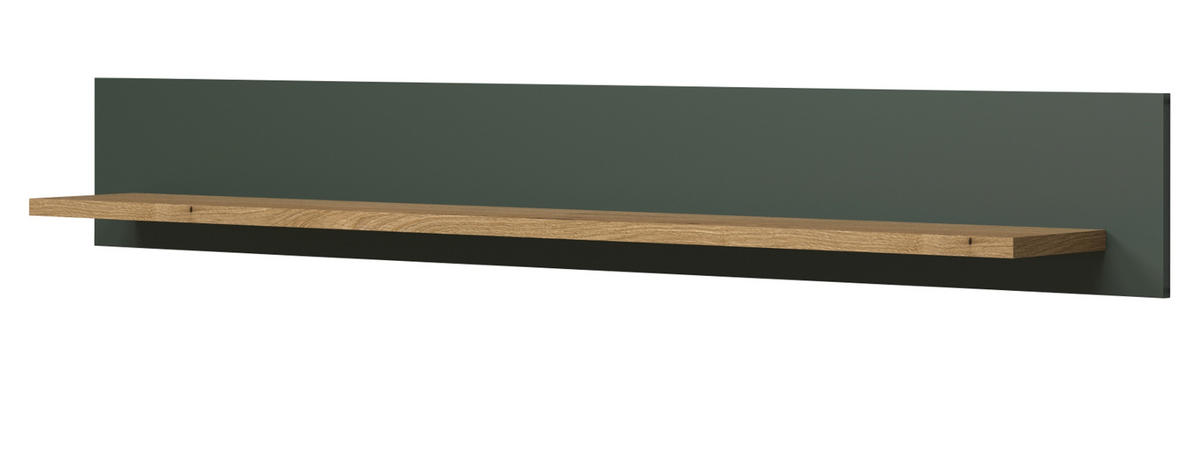 WANDBOARD grün, Evoke Eiche Landhaus, Wandregal 156 cm - Eichefarben/Grün, Holzwerkstoff (156/22/22cm) - Top.Furn