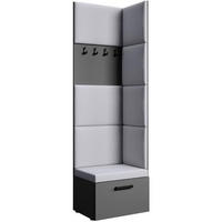 GARDEROBE Margaret V 81/203/43 mit gepolsterten Paneelen - Schwarz/Graphitfarben, Holzwerkstoff/Kunststoff (60/206.5/42cm) - Beautysofa