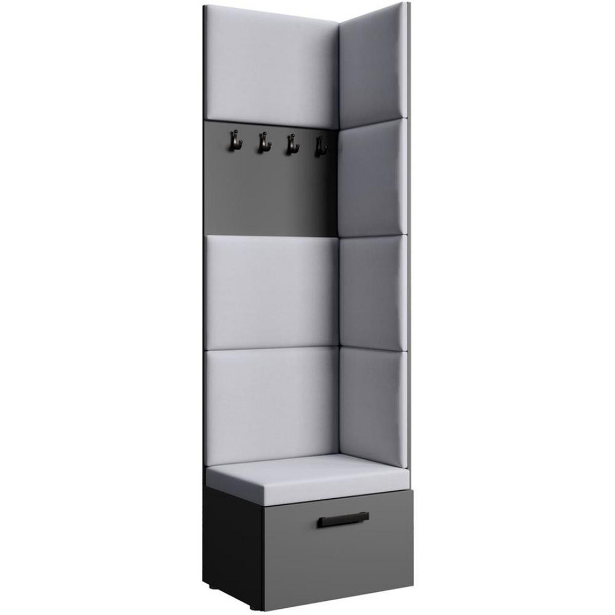 GARDEROBE Margaret V 81/203/43 mit gepolsterten Paneelen - Schwarz/Graphitfarben, Holzwerkstoff/Kunststoff (60/206.5/42cm) - Beautysofa