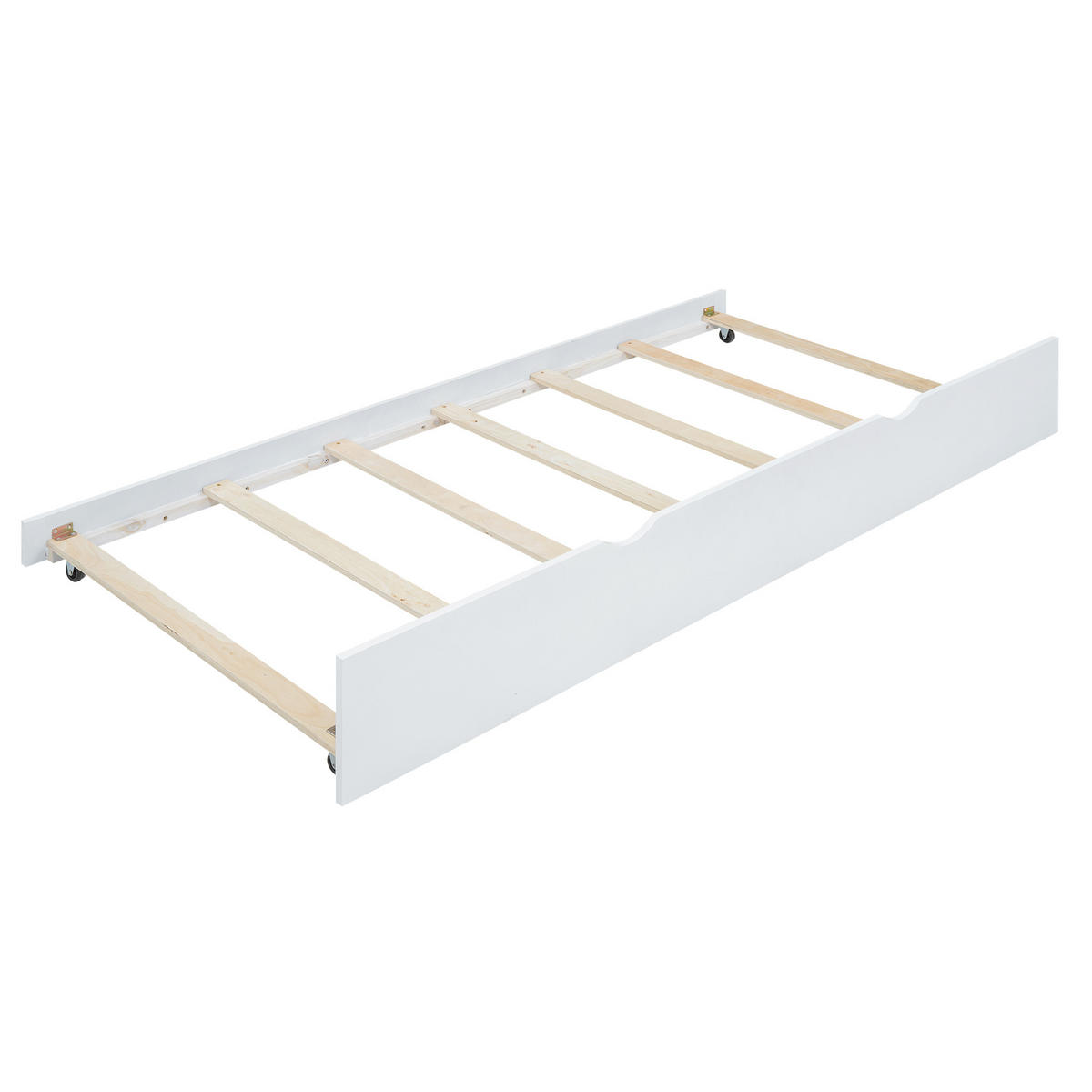 AUSZIEHBETT 90/200 cm DE-04752, mit Schreibtisch und 3 Regalen in Weiß - Weiß, Holz/Holzwerkstoff (90/200cm) - ComfortXL