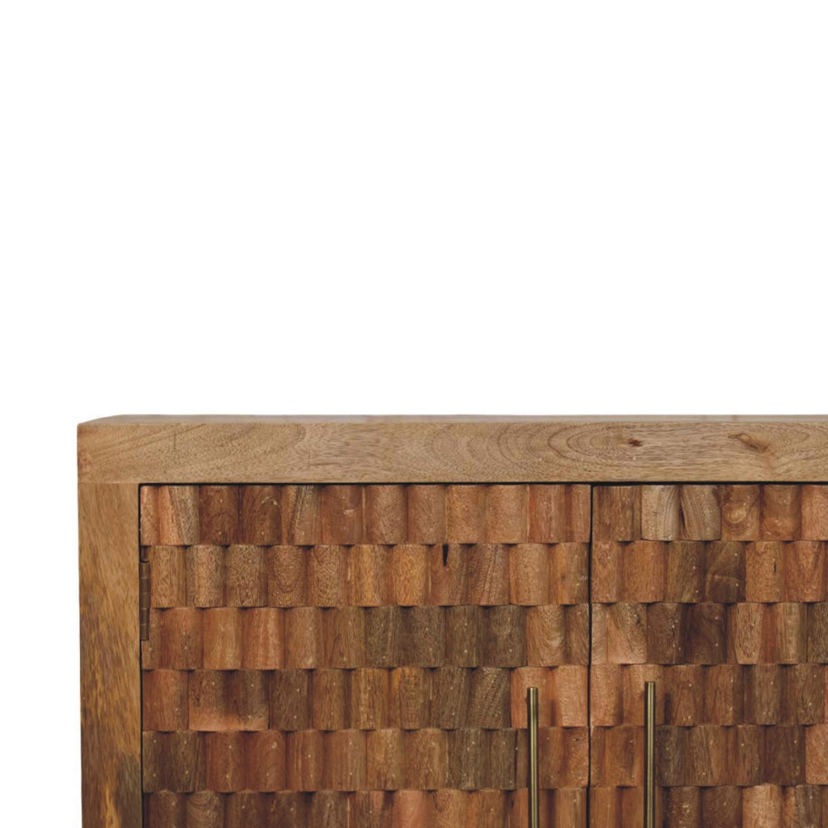 SCHRANK Marbella, 2 Türen und 2 Regale, Hellbraun - Beige/Messingfarben, Holz/Metall (85/86/35cm) - Artisan Furniture