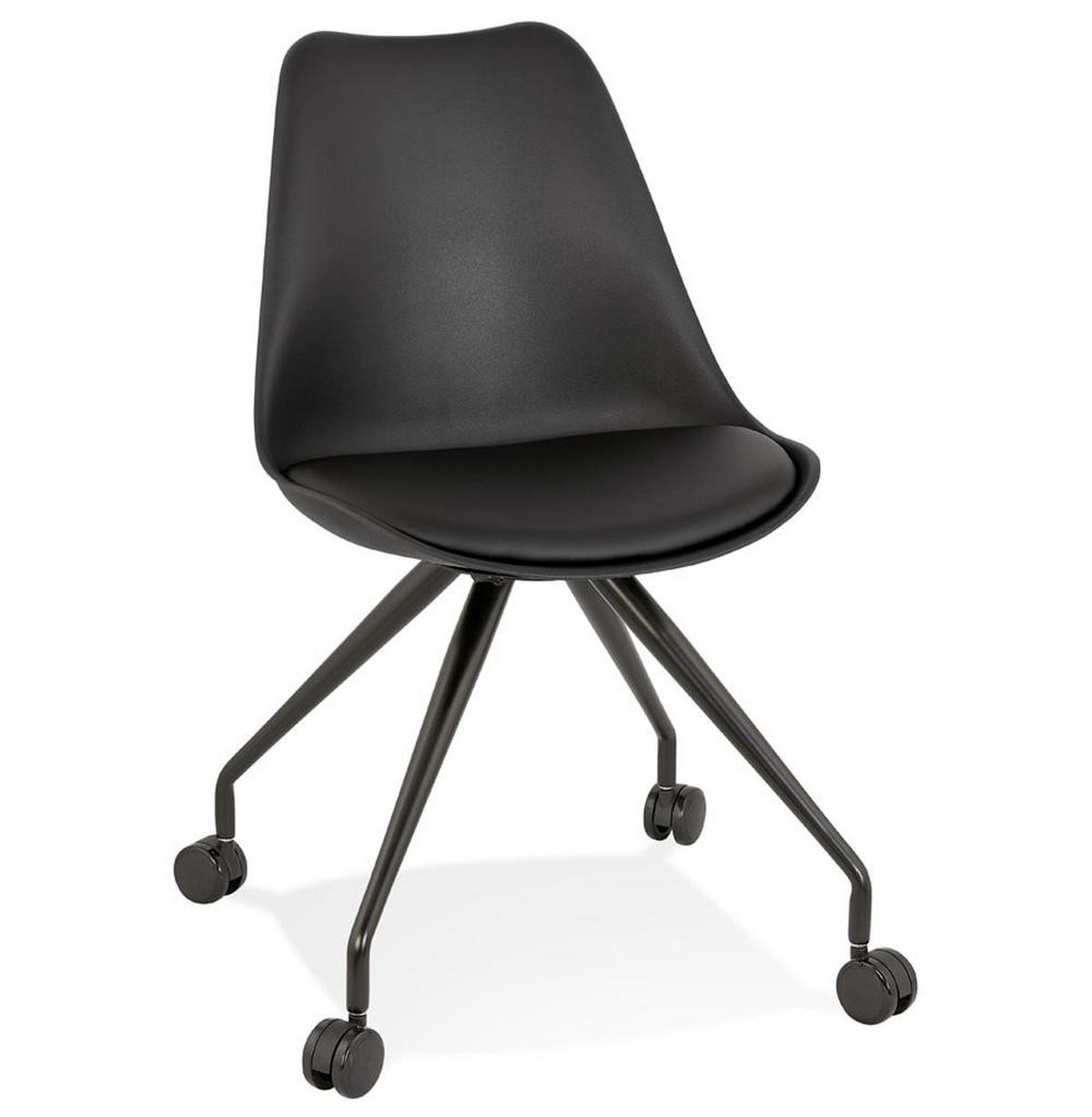 BÜROSTUHL Kunststoff ergonomisch mit Rollen und Drehfunktion GALORO, Schwarz 60x60x92 cm - Schwarz, Kunststoff/Metall (60/92/60cm) - KADIMA DESIGN