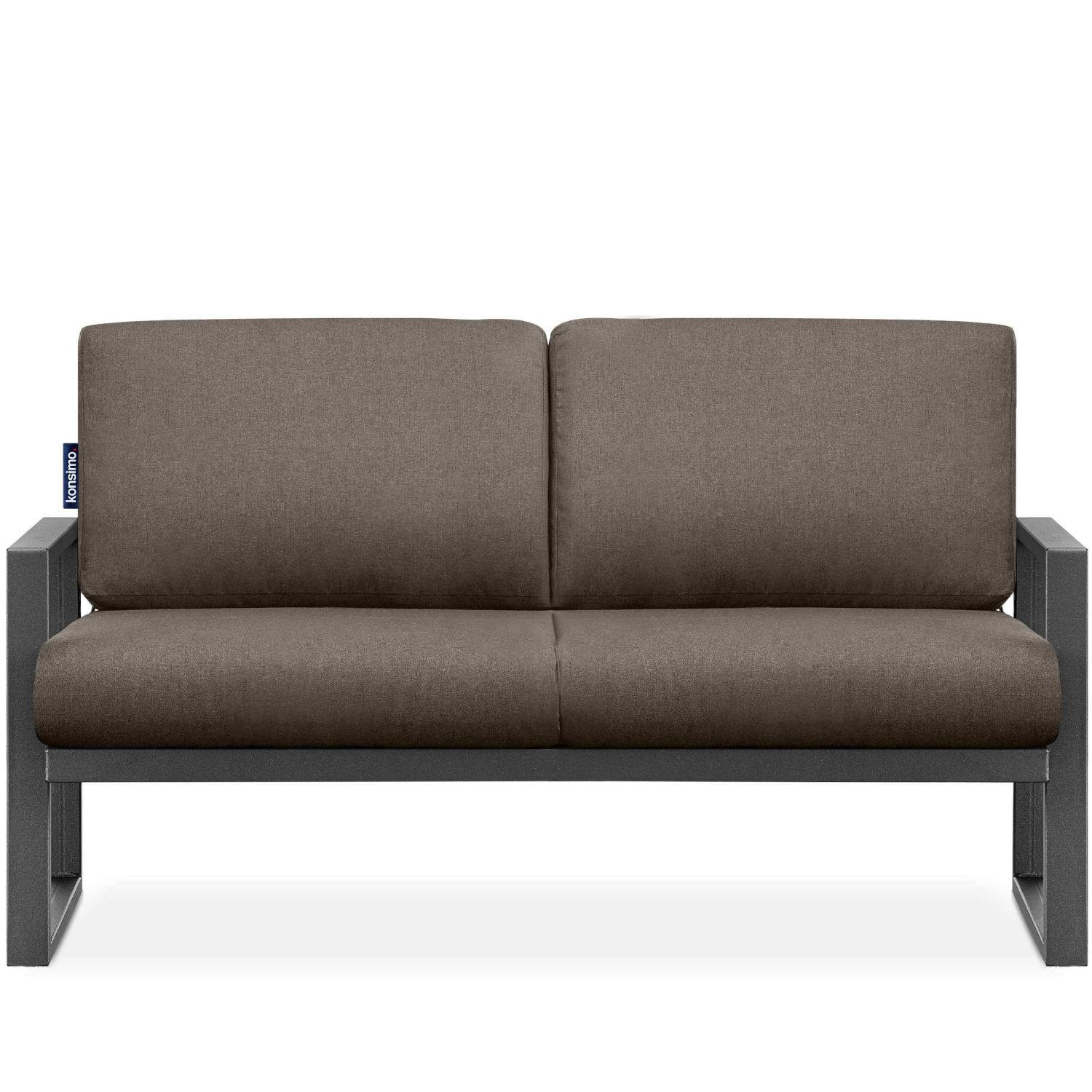 GARTENSOFA FRENA 2-Personen ,Anthrazit|Beige - Anthrazit/Beige, Textil/Metall (130/65/60cm) - KONSIMO®