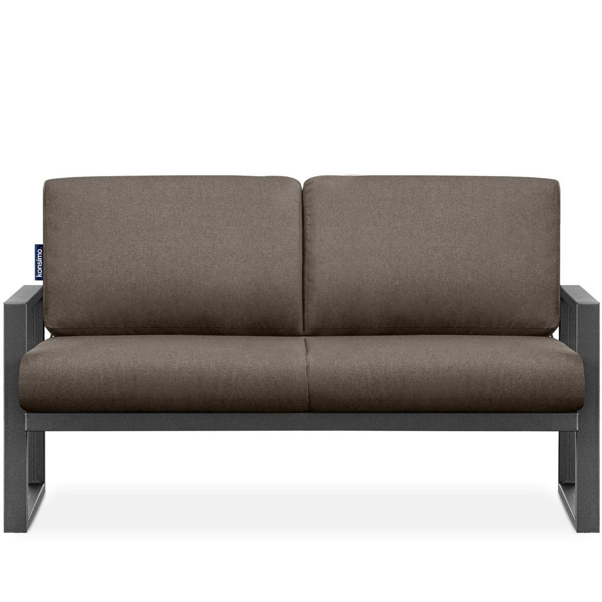 GARTENSOFA FRENA 2-Personen ,Anthrazit|Beige - Anthrazit/Beige, Textil/Metall (130/65/60cm) - KONSIMO®