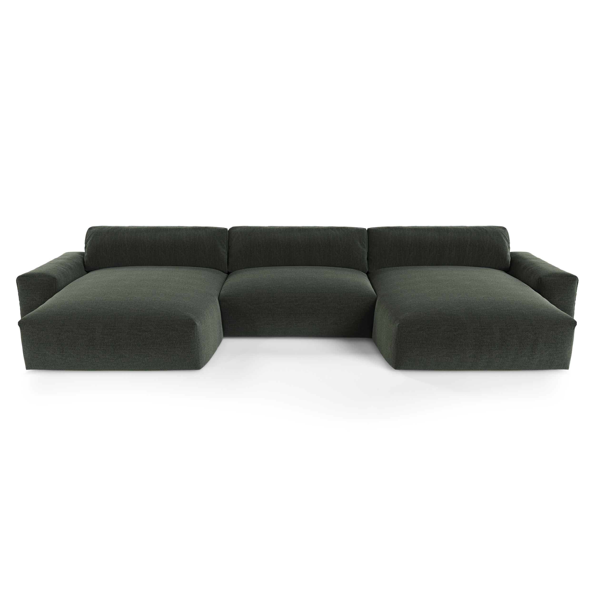 WOHNLANDSCHAFT Rastergewebe Khakigrün 420cm - Olivgrün/Grün, Textil (420/75/174cm) - Sia Home