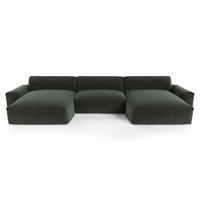 WOHNLANDSCHAFT Rastergewebe Khakigrün 420cm - Olivgrün/Grün, Textil (420/75/174cm) - Sia Home
