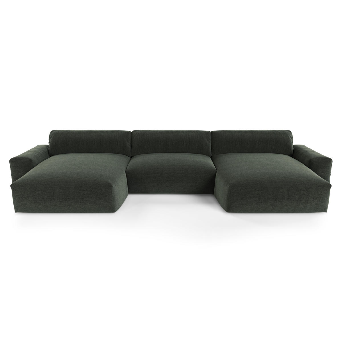 WOHNLANDSCHAFT Rastergewebe Khakigrün 420cm - Olivgrün/Grün, Textil (420/75/174cm) - Sia Home
