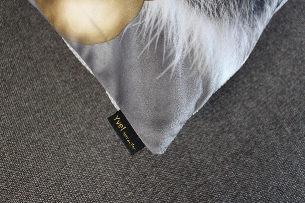 KISSENHÜLLE WASCHBÄR BILL Trompete - Hellgrau, Textil (45/45cm) - Yve! decoration