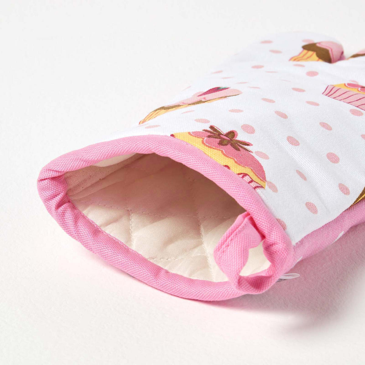 OFENHANDSCHUH Cupcakes 18/32 cm, Baumwolle wattiert - Rosa, Textil (18/32cm) - Homescapes